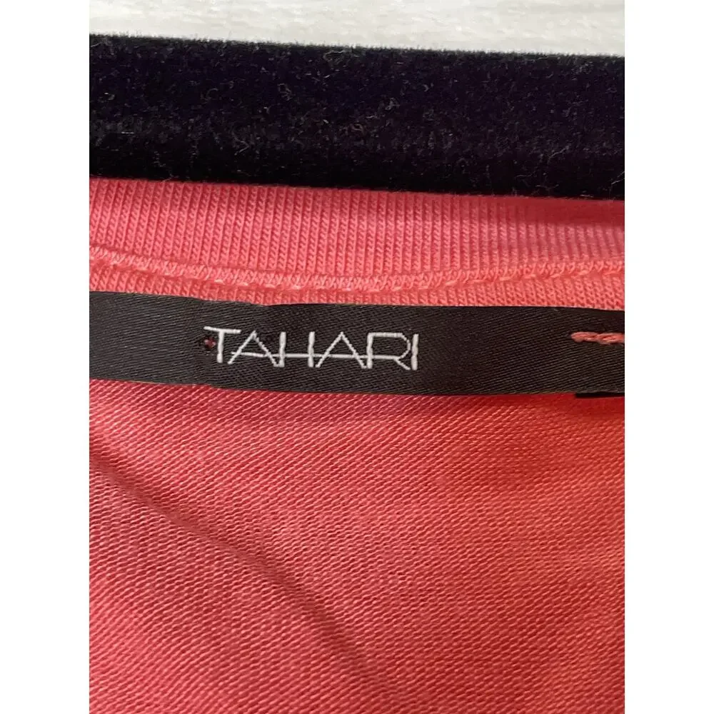 Tahari Shirt‎ Womens Medium Pink Short Sleeve Stretch Rayon Lightweight Top